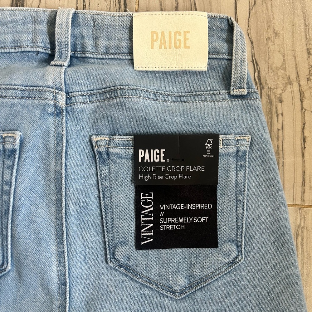 NWT New PAIGE Colette High Rise Light Blue Cropped Flare Stretch Jeans - Picture 5 of 16